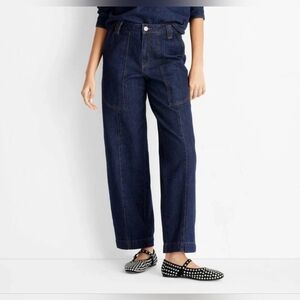 NWT-Future Collective High Waisted Straight Leg Jeans Blue Denim Women's Size 16